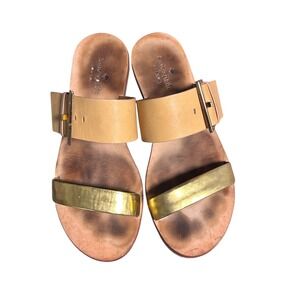 KATE SPADE‎ Attitude Gold Tan Strap Slip On Sandals Boho Hippie London
